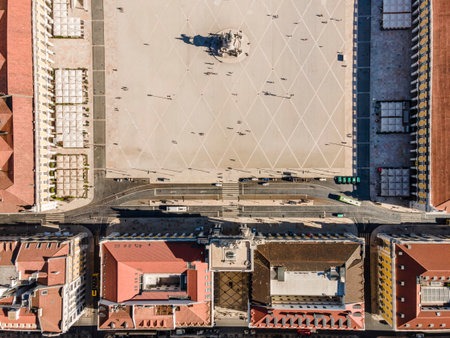 Commerce Square in center of Lisbon called Praca do Comercio, Portugalの写真素材