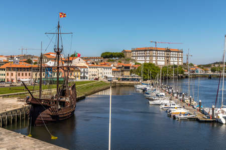 The historic ship docked in Vila do Conde, Porto district, Portugalの写真素材
