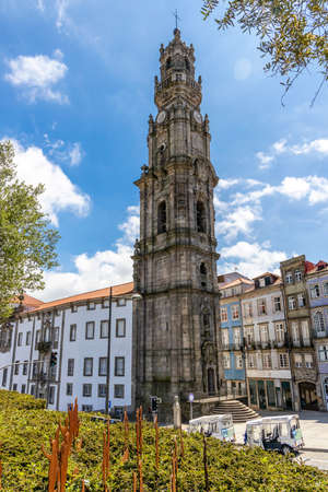 Clerigos tower is the main landmark of the city of Porto, Portugalの写真素材