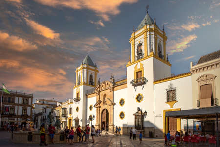 Ronda, Spain - August 18, 2018: Church of Socorro with many people aroundの写真素材