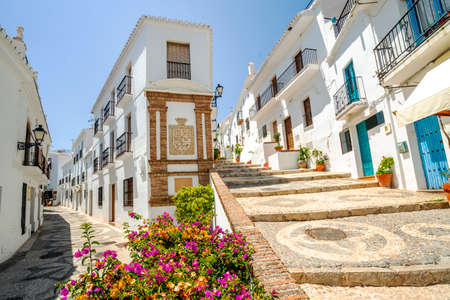 Picturesque town of Frigiliana located in the mountainous region of Malaga, Costa del Sol, Andalusia, Spainの写真素材