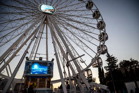 Faro, Portugal - October 22, 2021: Big wheel at Santa Iria Fair in Algarveの写真素材