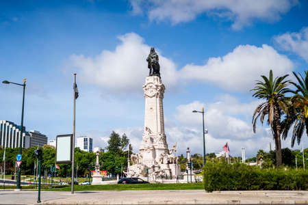 Marquis of Pombal statue in downtown Lisbon, capital city of Portugalの写真素材