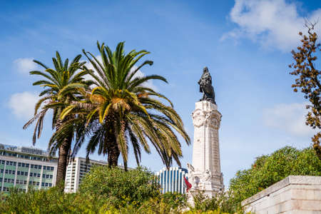 Marquis of Pombal statue in downtown Lisbon, capital city of Portugalの写真素材