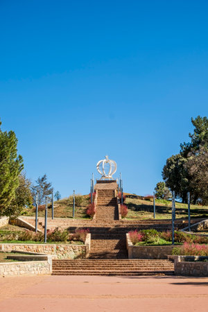 Royal monument in park of mountainous Ifrane, Moroccoの写真素材