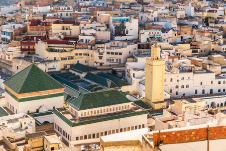 Amazing downtown of Moulay Idriss, Morocco, Meknes district, Africaの写真素材