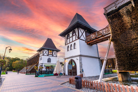 Beautiful Landscape of Graduation Tower, (Teznia) in Ciechocinek, Polandの写真素材