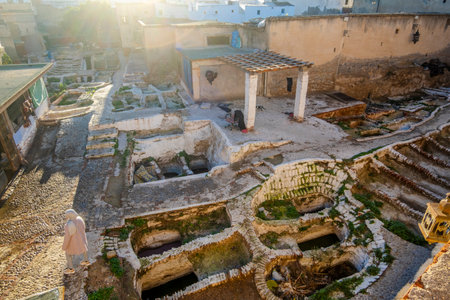 City View of Tannery in Tetouan, Morocco , North Africaの写真素材