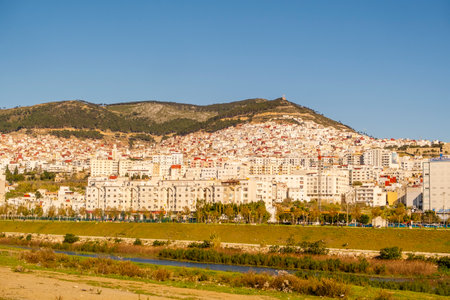 White Architecture and Cityscape of Tetouan, Morocco, North Africaの写真素材