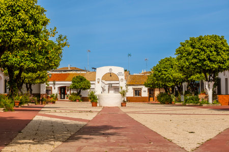 Beautiful Square with old wells, Ayamonte, Spainの写真素材