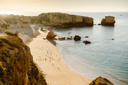 Beautiful Seascape of Sao Rafael's Beach in Albufeira, Algarve - Portugalの写真素材