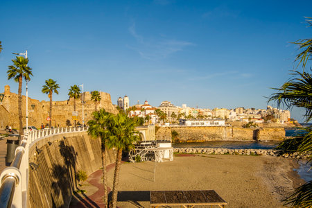 Beautiful view of Ceuta coastline captured from the historic Fortress, Ceuta in Spain, North Africaの写真素材