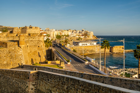 Beautiful view of Ceuta coastline captured from the historic Fortress, Ceuta in Spain, North Africaの写真素材
