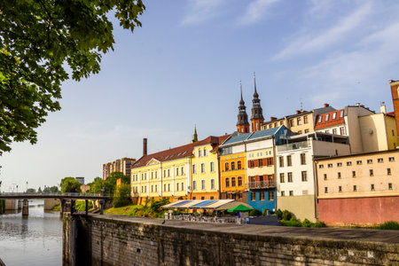 Beautiful Townhouses of Opole Venice, Opole , Poland, Europeの写真素材