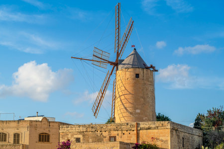 Ta Kola windmill, museum of local history, Gozo island, Maltaの写真素材