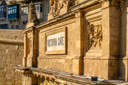 Victoria Gate, one of the entrances to La Valletta historic old town, capital city of Maltaの写真素材