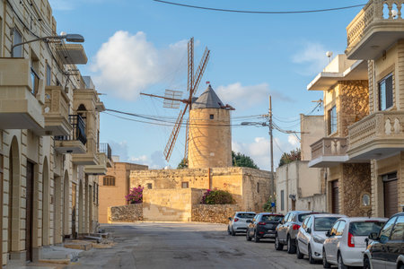 Ta Kola windmill, museum of local history, Gozo island, Maltaの写真素材