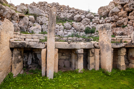 Scenic, ancient Ä gantija Megalithic Temples in Gozo, Maltaの写真素材