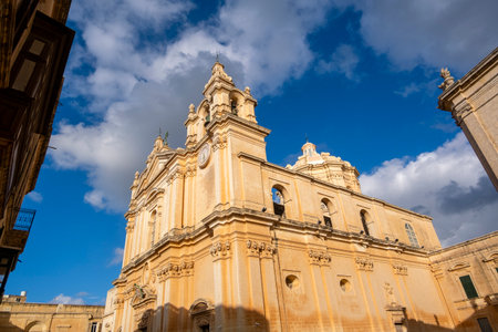 Amazing historic Church in Marsaxlokk, Malta on a Sunny Dayの写真素材