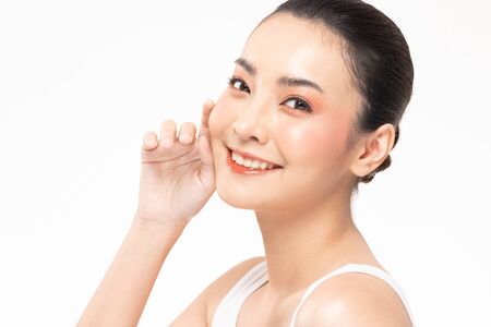 Beauty asian women portrait face with natural skin and skin care healthy hair and skin close up face beauty portrait.Beauty Concept.の写真素材