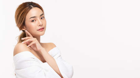 Beauty asian women portrait face with skin care healthy and skin.の写真素材