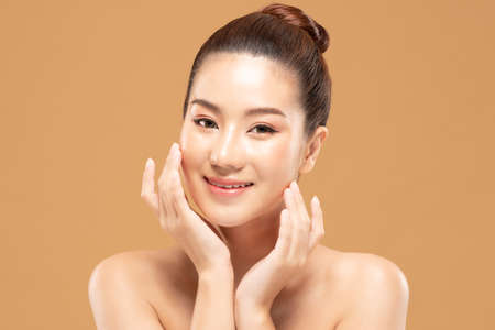 Beauty asian women portrait face with skin care healthy and skin.の写真素材