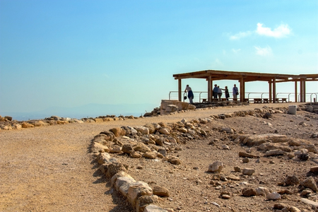 Footpath to the observation deck against the skyの写真素材