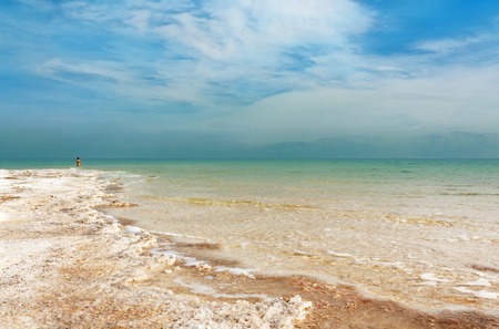 The picturesque shoreline of the Dead seaの写真素材