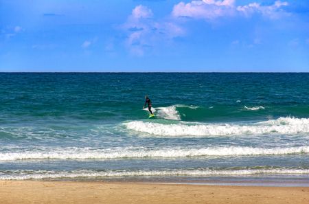 On the Mediterranean sea suitable weather for surfingの写真素材