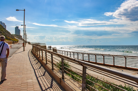 The promenade on a windy sun dayの写真素材