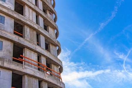Fragment of a building under construction against the skyの写真素材