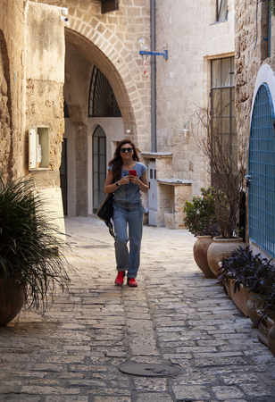 a narrow street of the ancient cityの写真素材