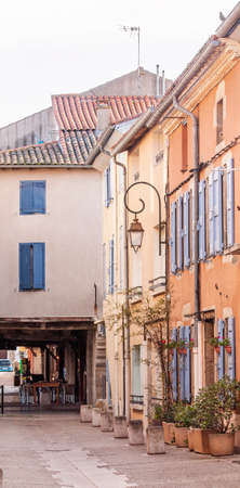 The deserted streets of the Mirepoix at sunsetの写真素材
