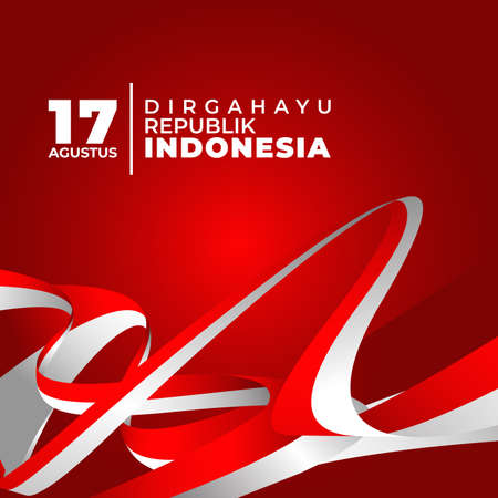 longevity. happy independence day Indonesia poster banner flag illustration