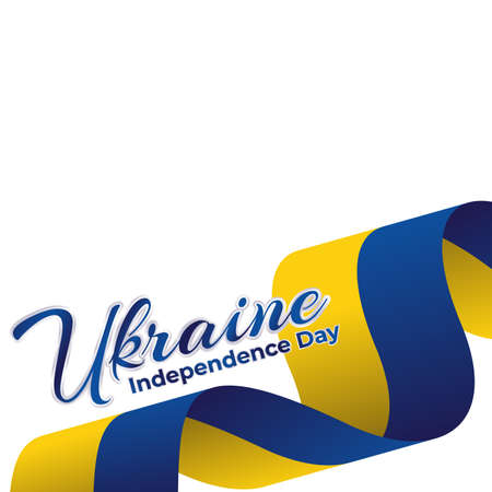 ukraine independence day design element with waving flags. vector illustrationのイラスト素材
