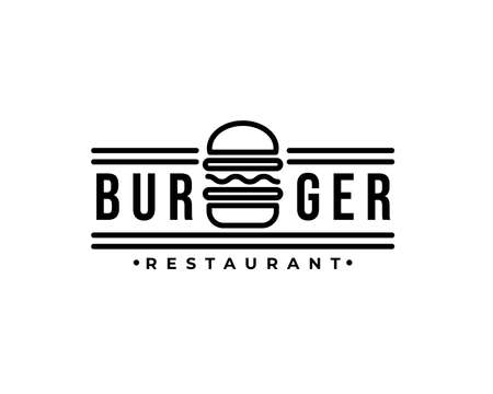 Burger Restaurant Monoline Logo design vector templateのイラスト素材