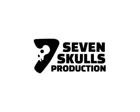 Letter Seven Skull Head Logo design vector template