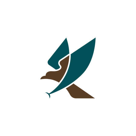 flying great eagle or falcon logo. eagle silhouetteのイラスト素材