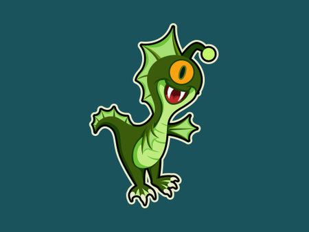 cute swamp monster. Alligator monster creature. Vector illustrationのイラスト素材