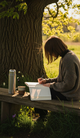 Young woman reading a book