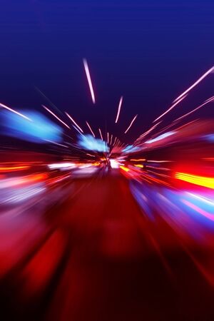 On the road fast in night time.
