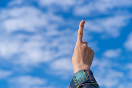 Pointing poseの写真素材