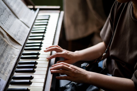 Playing the pianoの写真素材