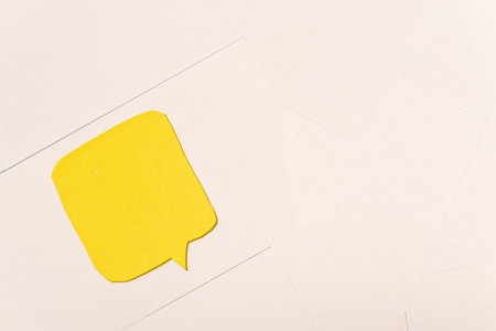 Yellow speech bubbleの写真素材