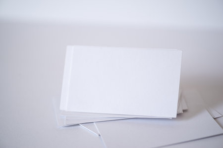 Background of several white cards placed