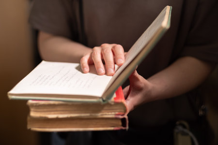 Person reading a bookの写真素材