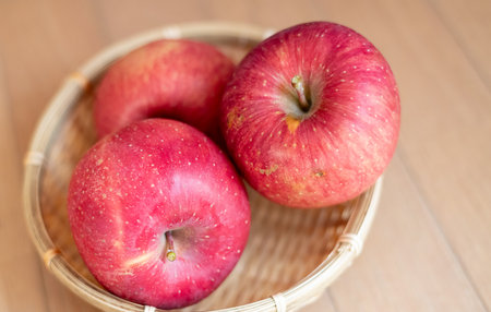 Delicious looking apples in a basket