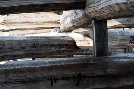 Renovating an old house while leaving the beams and pillars intactの写真素材