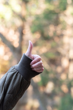 Finger pose thumbs upの写真素材