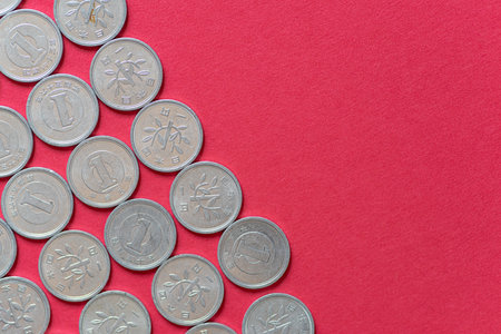 Japanese coin backgroundの写真素材